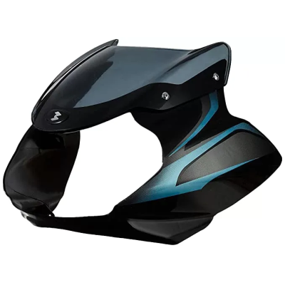 Head Light Fairing With Visor Glass Black With Blue For Bajaj Discover 150cc