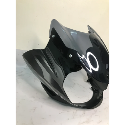Headlight Visor For Bajaj Discover 135 Cc Digital Meter - Black With Grey Sticker Sai 533