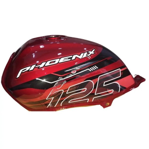 Indian Bikes Spares Petrol Tank For Tvs Phoenix 125 | Red With Black Sticker