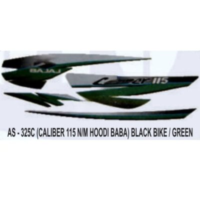 Graphics Sticker Set For Bajaj Caliber 115 | New Model | Hoodi Baba | Black Vehicle | Green Sticker | Both Sides
