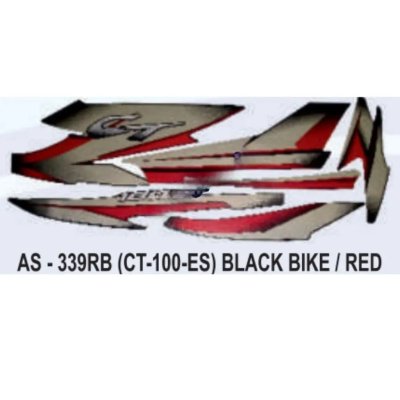 Graphics Sticker Set For Bajaj Ct 100 | Electric Start | Black Vehicle | Red Sticker | Both Sides