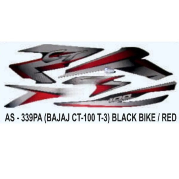 Graphics Sticker Set For Bajaj Ct 100 | Type 3 | Black Vehicle | Red Sticker | Both Sides