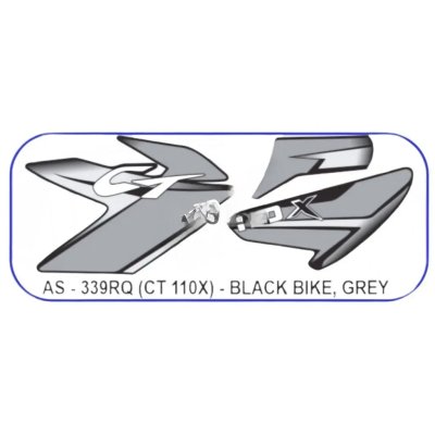 Graphics Sticker Set For Bajaj Ct 110x | Black Vehicle | Grey Sticker | Both Sides