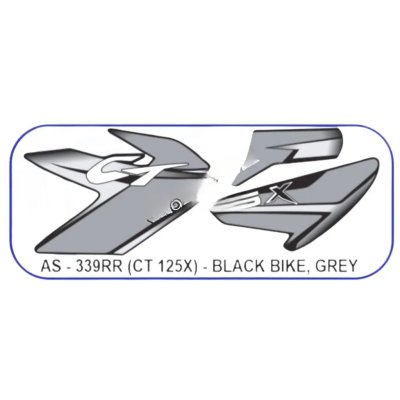 Graphics Sticker Set For Bajaj Ct 125x | Black Vehicle | Grey Sticker | Both Sides