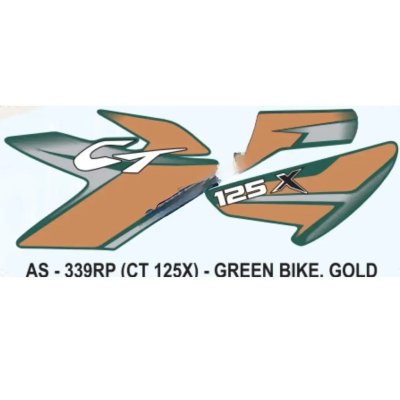 Graphics Sticker Set For Bajaj Ct 125x | Green Vehicle | Gold Sticker | Both Sides