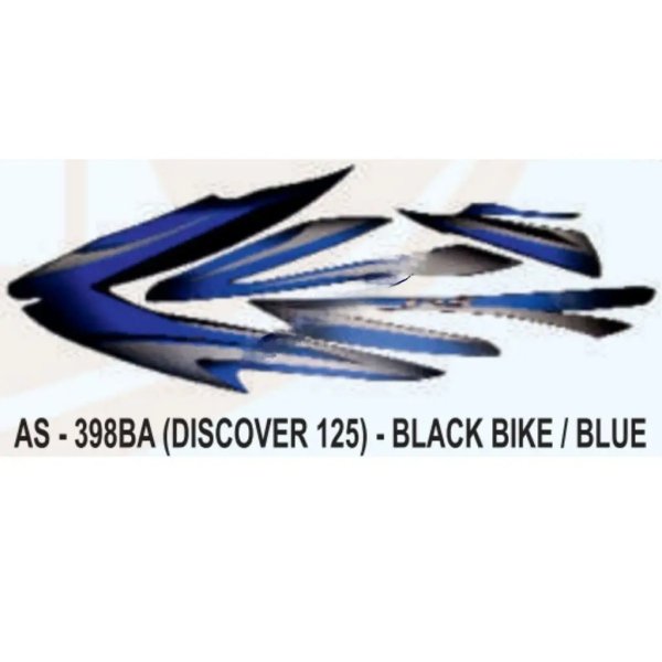 Graphics Sticker Set For Bajaj Discover 125 | Black Vehicle | Blue Sticker | Both Sides