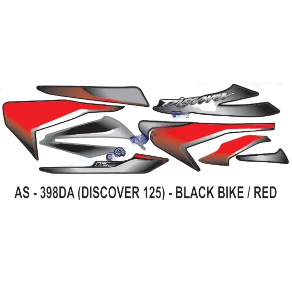 Graphics Sticker Set For Bajaj Discover 125 | Black Vehicle | Red Sticker | Both Sides