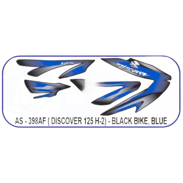 Graphics Sticker Set For Bajaj Discover 125 | H-2 | Black Vehicle | Blue Sticker | Both Sides