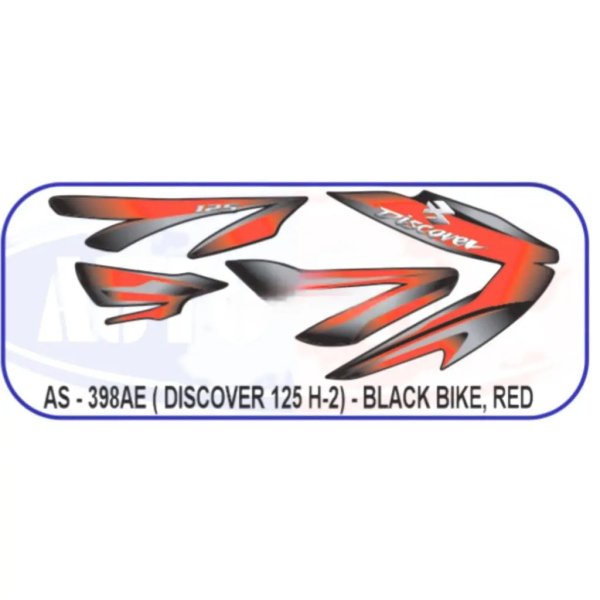 Graphics Sticker Set For Bajaj Discover 125 | H-2 | Black Vehicle | Red Sticker | Both Sides