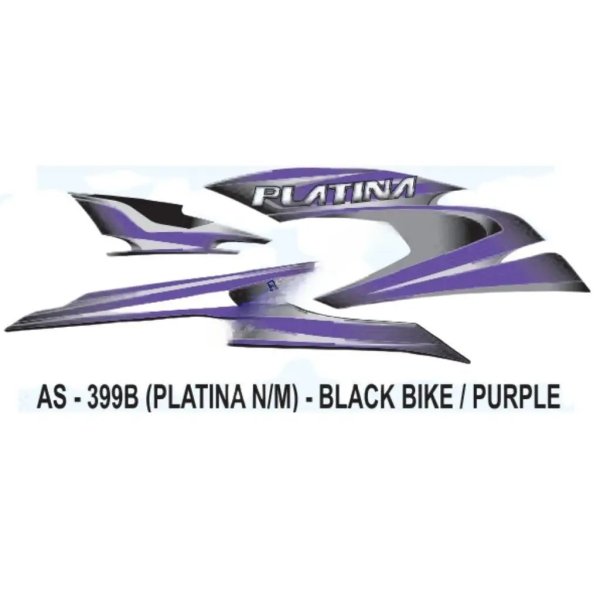 Graphics Sticker Set For Bajaj Platina | New Model | Black Vehicle | Purple Sticker | Both Sides