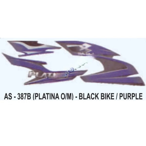 Graphics Sticker Set For Bajaj Platina | Old Model | Black Vehicle | Purple Sticker | Both Sides