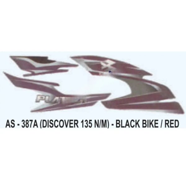 Graphics Sticker Set For Bajaj Platina | Old Model | Black Vehicle | Red Sticker | Both Sides