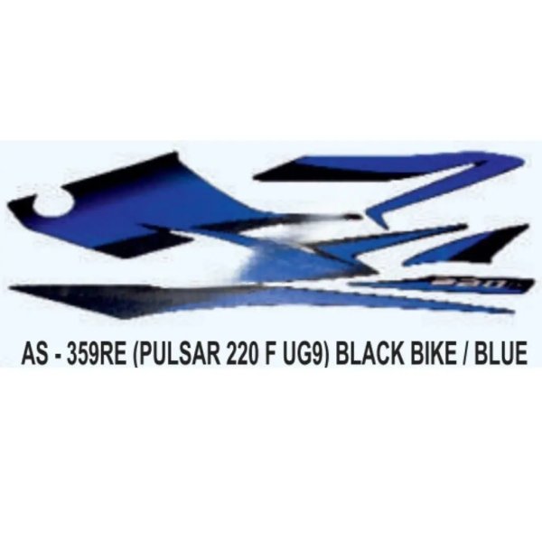 Graphics Sticker Set For Bajaj Pulsar 220 F Ug9 | Black Vehicle | Blue Sticker | Both Sides