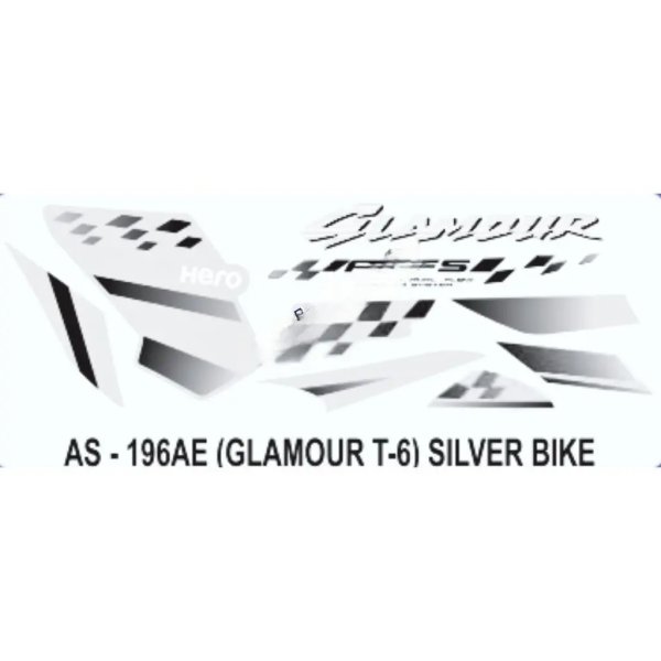 Graphics Sticker Set For Hero Glamour | Type 6 | Asfs | Silver Vehicle | Both Sides