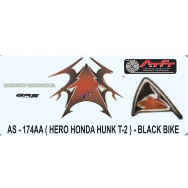 Graphics Sticker Set For Hero Honda Hunk | Type 2 | Black Vehicle | Both Sides