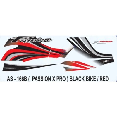Graphics Sticker Set For Hero Passion X Pro | Black Vehicle | Red ...