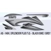 Graphics Sticker Set For Hero Splendor Plus | Type 2 | Black Vehicle | Grey Sticker | Both Sides