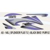 Graphics Sticker Set For Hero Splendor Plus | Type 2 | Black Vehicle | Purple Sticker | Both Sides