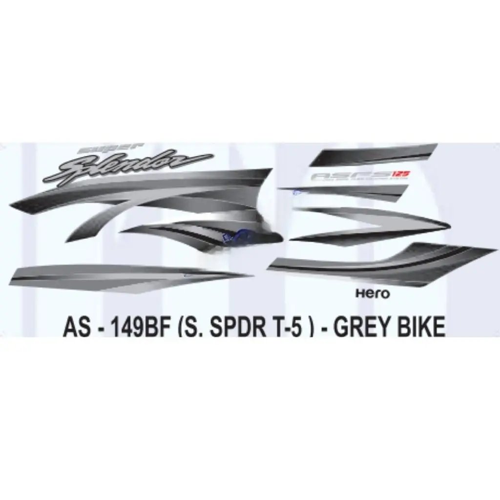 Graphics Sticker Set For Hero Super Splendor 125 | Type 5 | Grey Vehicle | Both Sides