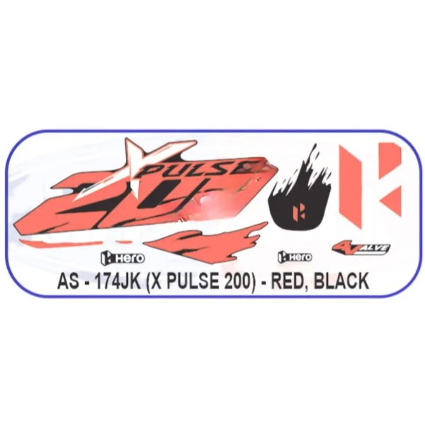 Graphics Sticker Set For Hero Xpulse 200 | 4v | Red & Black Sticker | Both Sides