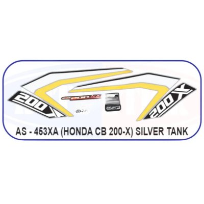 Graphics Sticker Set For Honda Cb 200x | Silver Tank Sticker | Both Sides