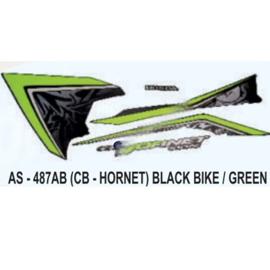 Graphics Sticker Set For Honda Cb Hornet | Black Vehicle | Green Sticker | Both Sides