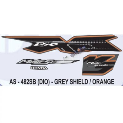 Graphics Sticker Set For Honda Dio | Motoscooter | Grey & Orange Sticker | Both Sides