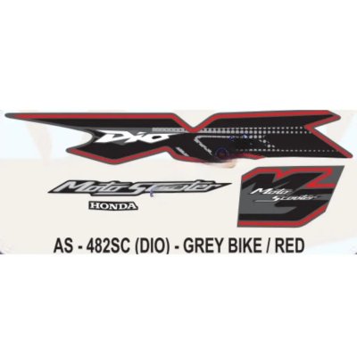 Graphics Sticker Set For Honda Dio | Motoscooter | Grey Vehicle | Red Sticker | Both Sides