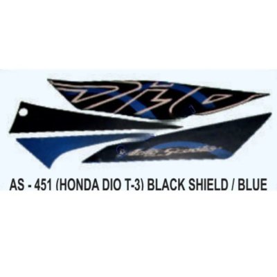 Graphics Sticker Set For Honda Dio | Type 3 | Black & Blue Sticker | Both Sides
