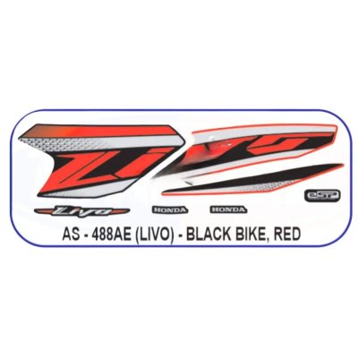 Graphics Sticker Set For Honda Livo | Black Vehicle | Black & Red Sticker | Both Sides