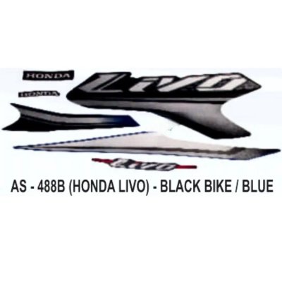 Graphics Sticker Set For Honda Livo | Black Vehicle | Blue Sticker | Both Sides