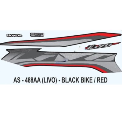 Graphics Sticker Set For Honda Livo | Black Vehicle | Red & Black Sticker | Both Sides