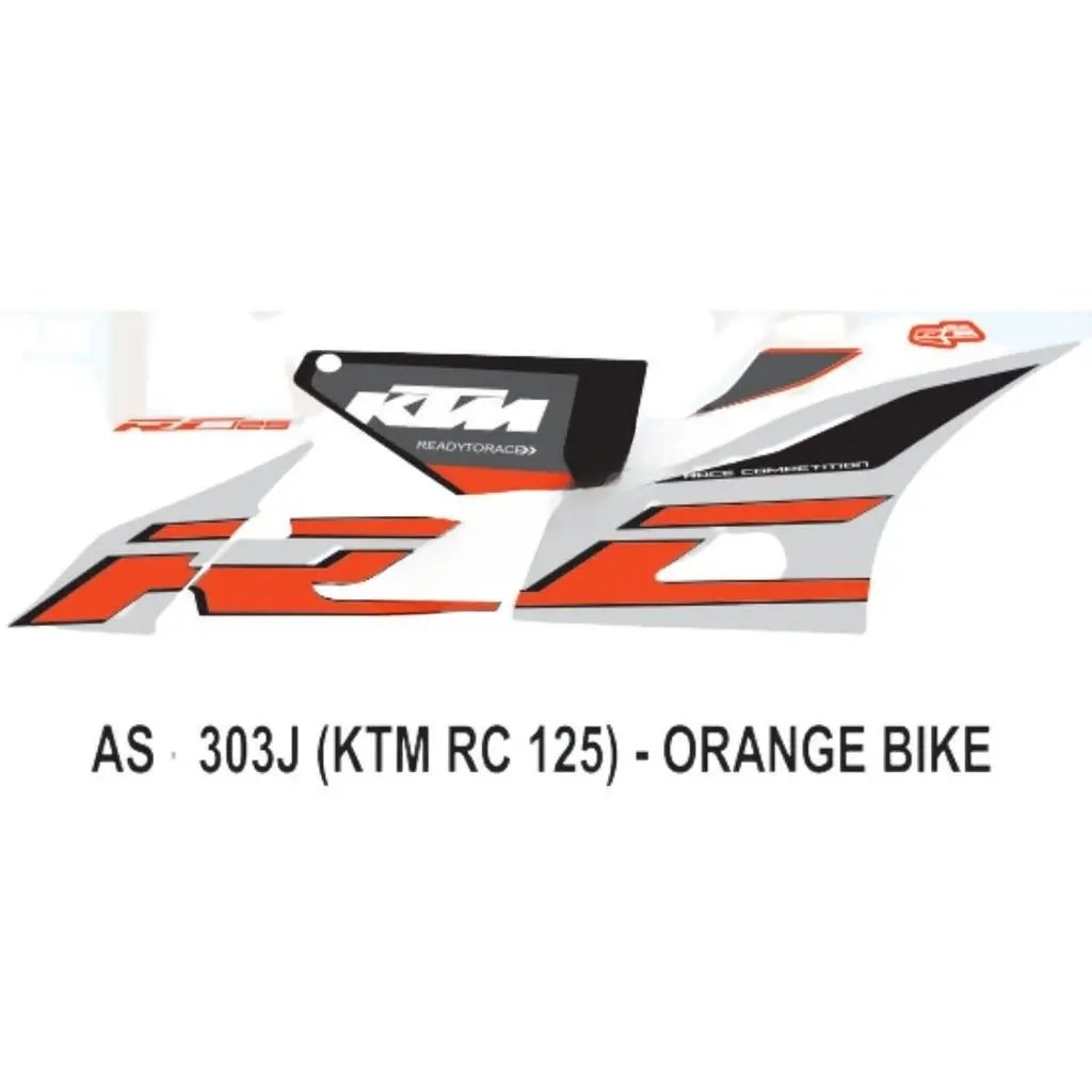 Graphics Sticker Set For Ktm Rc 125 Orange Vehicle Both Sides