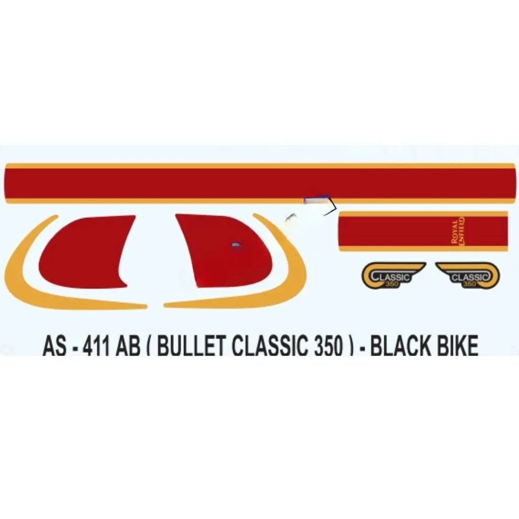Graphics Sticker Set For Royal Enfiled Bullet Classic 350 | Black ...