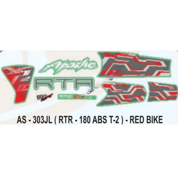 Graphics Sticker Set For Tvs Apache Rtr 180 | Type 2 | Abs | Red Vehicle | Both Sides