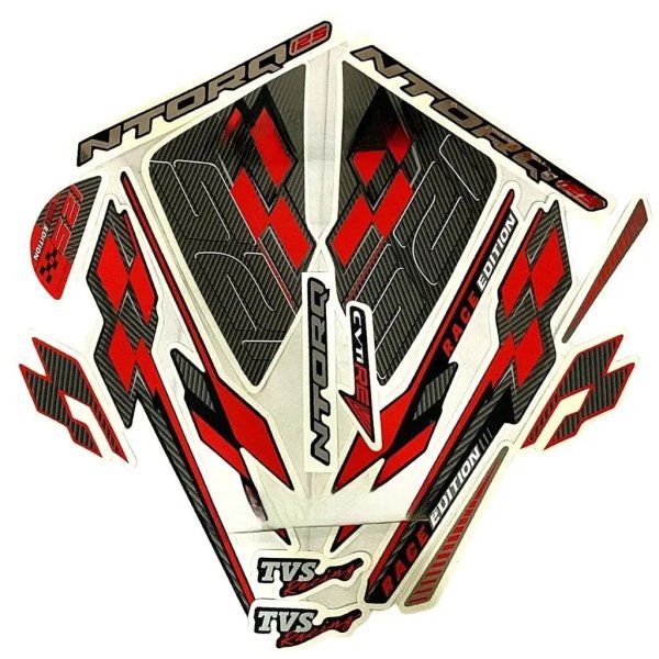 Graphics Sticker Set For Tvs Ntorq 125 | Race Edition | Black & Red | Vinyl Decal Set | Both Sides