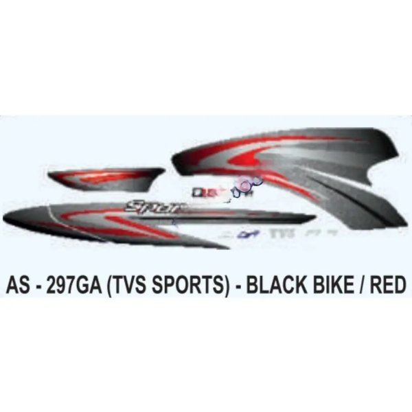 Graphics Sticker Set For Tvs Tvs Sports | Black Vehicle | Red Sticker | Both Sides