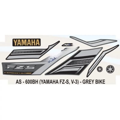 Graphics Sticker Set For Yamaha Fz S V3 | Abs | Grey Vehicle | Both Sides