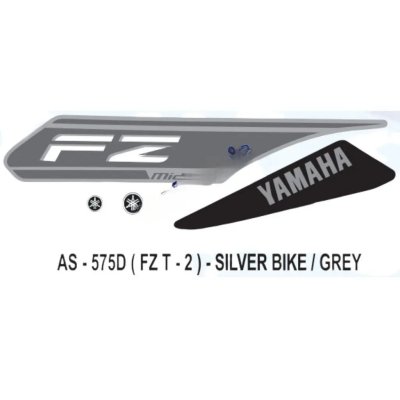 Graphics Sticker Set For Yamaha Fz | Type 2 | Silver Vehicle | Grey Sticker | Both Sides