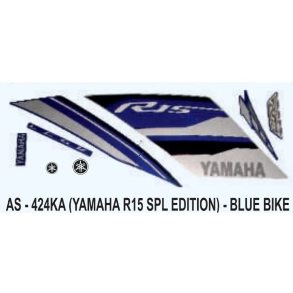 R142 Sticker Graphics Sticker Set For Yamaha R15 | Type 4 | White Vehicle | Blue ...