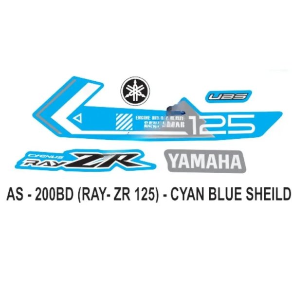 Graphics Sticker Set For Yamaha Ray Zr 125 | Cyan Blue Sticker | Both Sides