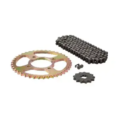 Uno Minda Ch-2009 Quadra Rivet Chain, Alloy Steel Hardened Sprockets & Sprocket Kit R428 Size-112l / 13t / 41t(4h) For Tvs Samurai, Max100, Max 100r