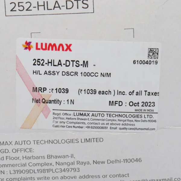Lumax Head Light Assembly for Discover 100