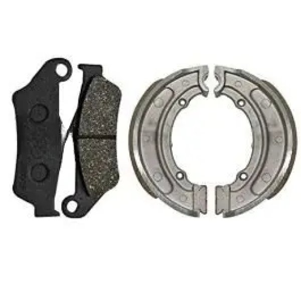 NIKAVI Front & Rear (Combo) Brake Pad + Brake Shoe Set Compatible for Bullet (DP1+BSS11)