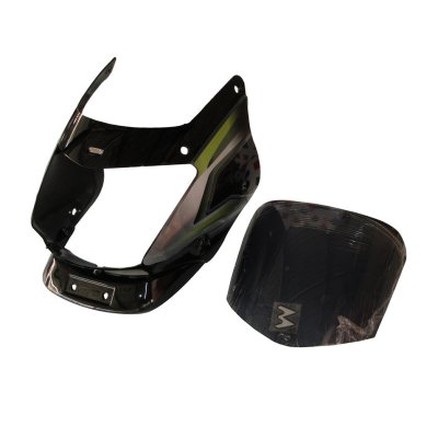 Headlight Visor With Glass Fit For Bajaj Platina 125CC Black ( Green Sticker )