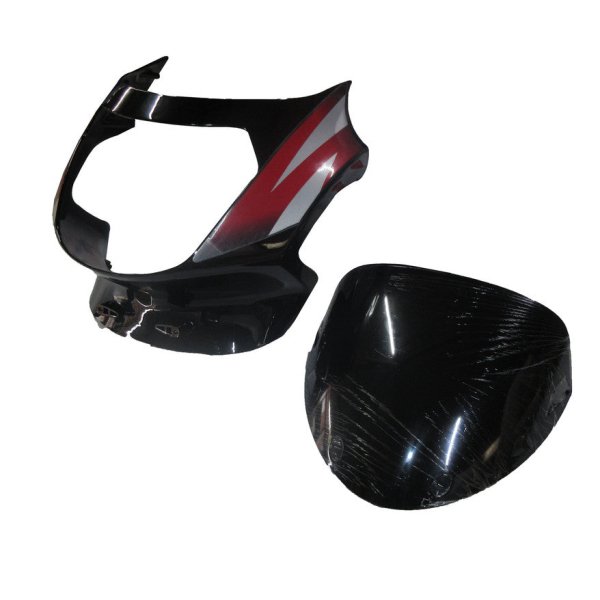 Headlight Visor With Glass Fit For TVS Victor GLX Black (Red Sticker)