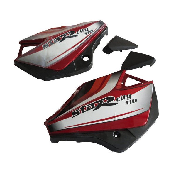 Side Panel / Side Cowl Set Fit For TVS StarCvti 110 Cc Latest (Type-3) Flame Red