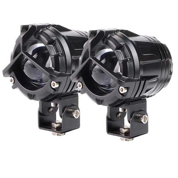 HJG Y Lens Ultra Wide LED Fog Lights for Royal Enfield Motorcycles (Pair with wiring)