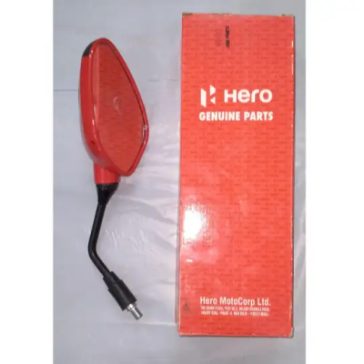 Rear View Mirror Black & Red Left Side For Hero Passion X PRO | Splendor iSmart |Splendor iSMART+| HERO