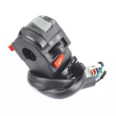 Uno Minda Handle Bar Switch - Left Side - With Wire, 1 Coupler & 3 Bullet - Kick Start for Yamaha YBX (SW-0657)